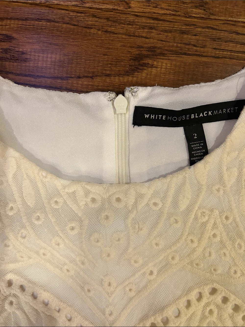 White House Black Market Cream Lace Overlay Dress